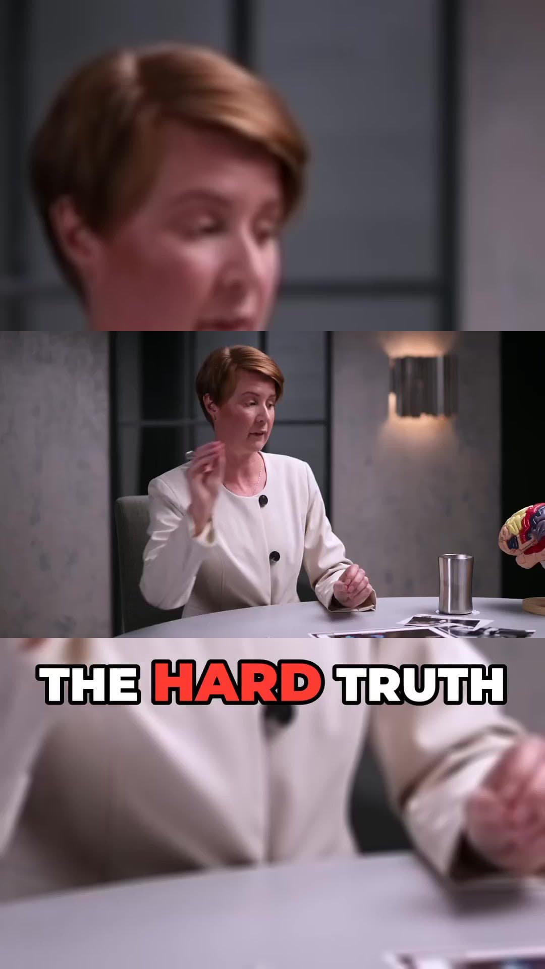 Interview clip with red highlight captions
